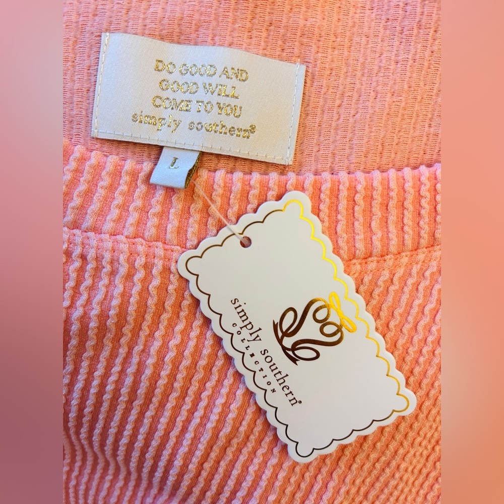 🍑 Simply Southern Coral Textured Cropped Knit Top | Size L | NWT 🍑 - Picture 4 of 9